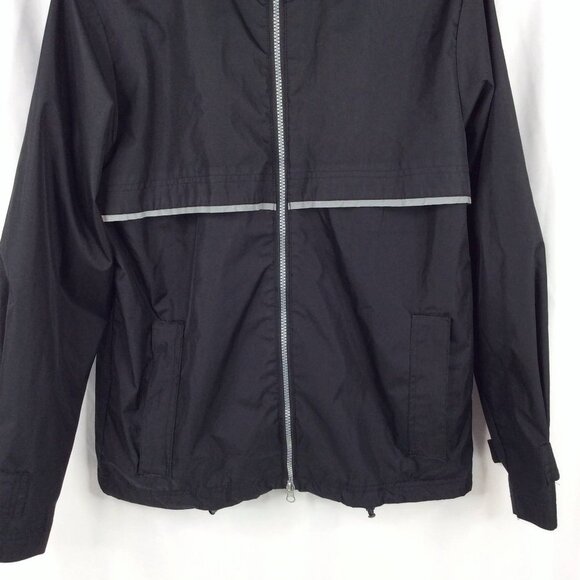 Burnside Hooded Windbreaker Jacket Mens Size Small Black Mesh Lined Full Zip - Picture 4 of 8